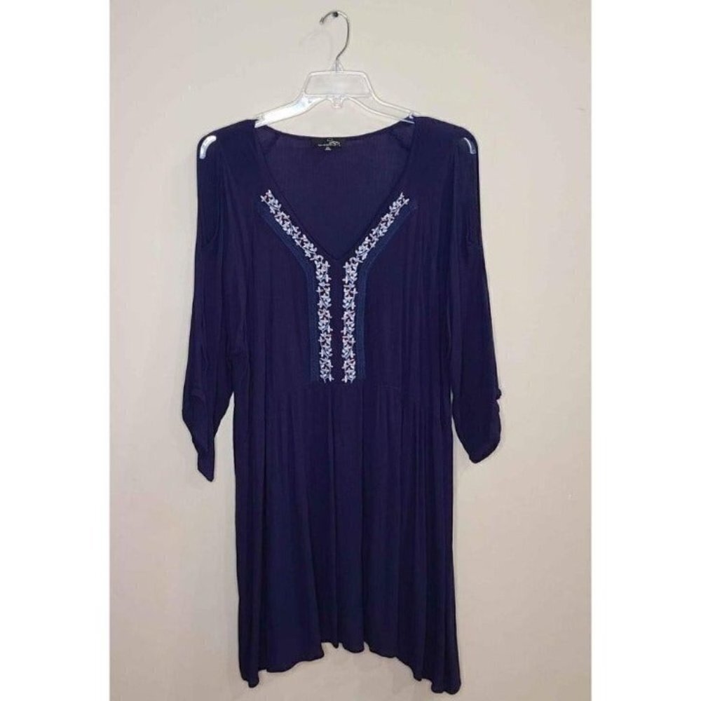 Suzanne Betro Navy Blue Arm Split Dress Plus Size 2X